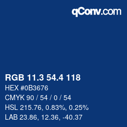 カラーコード: RGB 11.3 54.4 118 | qconv.com
