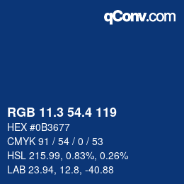 カラーコード: RGB 11.3 54.4 119 | qconv.com