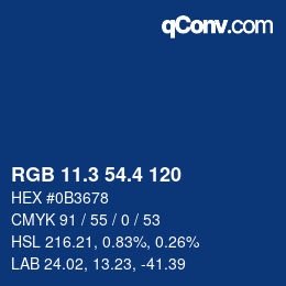 カラーコード: RGB 11.3 54.4 120 | qconv.com