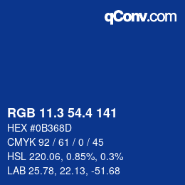 カラーコード: RGB 11.3 54.4 141 | qconv.com
