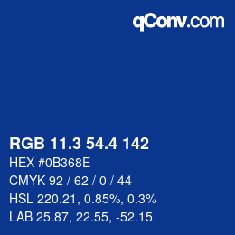 カラーコード: RGB 11.3 54.4 142 | qconv.com