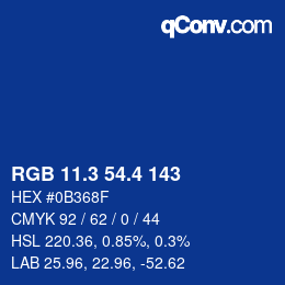 カラーコード: RGB 11.3 54.4 143 | qconv.com