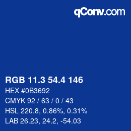 カラーコード: RGB 11.3 54.4 146 | qconv.com