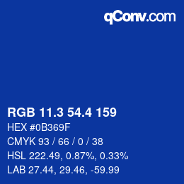 カラーコード: RGB 11.3 54.4 159 | qconv.com