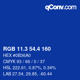 カラーコード: RGB 11.3 54.4 160 | qconv.com