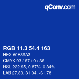 カラーコード: RGB 11.3 54.4 163 | qconv.com