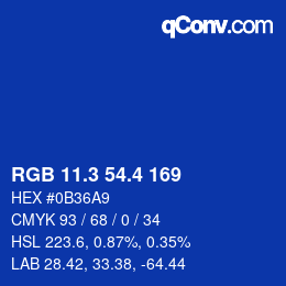 カラーコード: RGB 11.3 54.4 169 | qconv.com