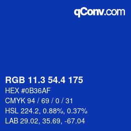 カラーコード: RGB 11.3 54.4 175 | qconv.com