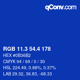 カラーコード: RGB 11.3 54.4 178 | qconv.com