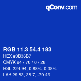 カラーコード: RGB 11.3 54.4 183 | qconv.com
