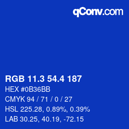カラーコード: RGB 11.3 54.4 187 | qconv.com