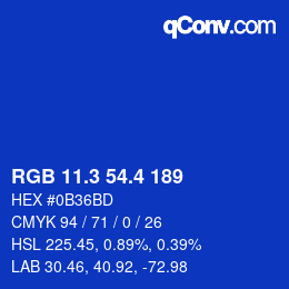 カラーコード: RGB 11.3 54.4 189 | qconv.com