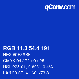 カラーコード: RGB 11.3 54.4 191 | qconv.com