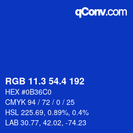 カラーコード: RGB 11.3 54.4 192 | qconv.com