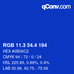 カラーコード: RGB 11.3 54.4 194 | qconv.com