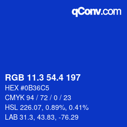 カラーコード: RGB 11.3 54.4 197 | qconv.com