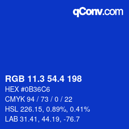 カラーコード: RGB 11.3 54.4 198 | qconv.com