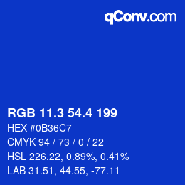カラーコード: RGB 11.3 54.4 199 | qconv.com