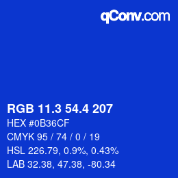 カラーコード: RGB 11.3 54.4 207 | qconv.com