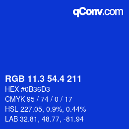 カラーコード: RGB 11.3 54.4 211 | qconv.com