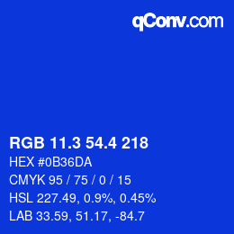 カラーコード: RGB 11.3 54.4 218 | qconv.com