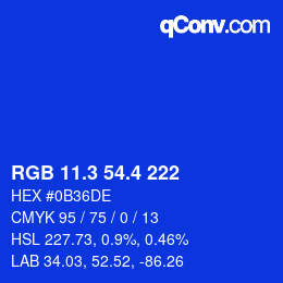 カラーコード: RGB 11.3 54.4 222 | qconv.com