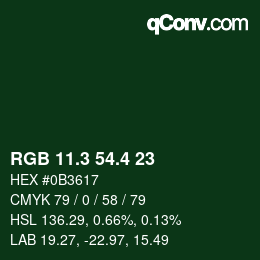 カラーコード: RGB 11.3 54.4 23 | qconv.com