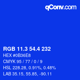 カラーコード: RGB 11.3 54.4 232 | qconv.com