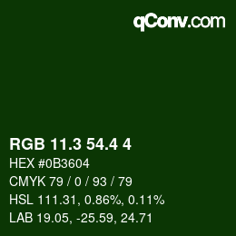 カラーコード: RGB 11.3 54.4 4 | qconv.com