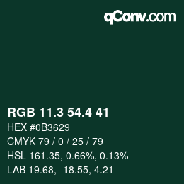 カラーコード: RGB 11.3 54.4 41 | qconv.com