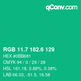 カラーコード: RGB 11.7 182.6 129 | qconv.com