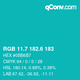 カラーコード: RGB 11.7 182.6 183 | qconv.com