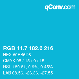 カラーコード: RGB 11.7 182.6 216 | qconv.com