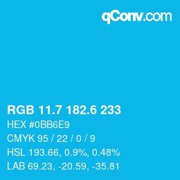 カラーコード: RGB 11.7 182.6 233 | qconv.com
