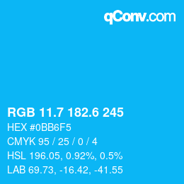 カラーコード: RGB 11.7 182.6 245 | qconv.com