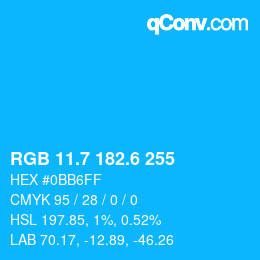 カラーコード: RGB 11.7 182.6 255 | qconv.com