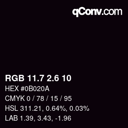 カラーコード: RGB 11.7 2.6 10 | qconv.com