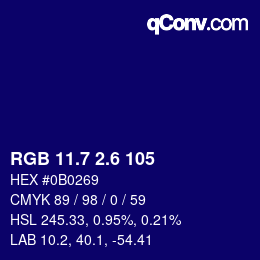 カラーコード: RGB 11.7 2.6 105 | qconv.com