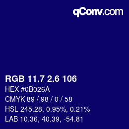 カラーコード: RGB 11.7 2.6 106 | qconv.com