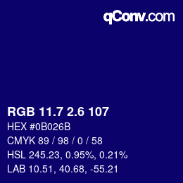 カラーコード: RGB 11.7 2.6 107 | qconv.com