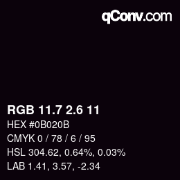 カラーコード: RGB 11.7 2.6 11 | qconv.com
