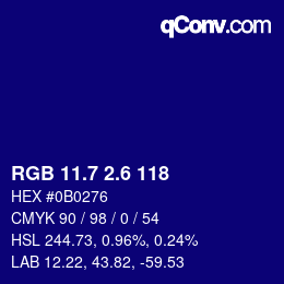 カラーコード: RGB 11.7 2.6 118 | qconv.com