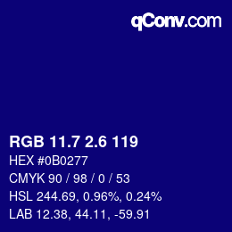 カラーコード: RGB 11.7 2.6 119 | qconv.com