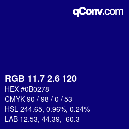 カラーコード: RGB 11.7 2.6 120 | qconv.com