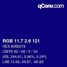 カラーコード: RGB 11.7 2.6 121 | qconv.com