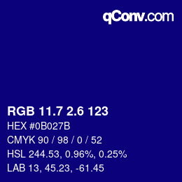 カラーコード: RGB 11.7 2.6 123 | qconv.com