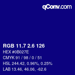 カラーコード: RGB 11.7 2.6 126 | qconv.com