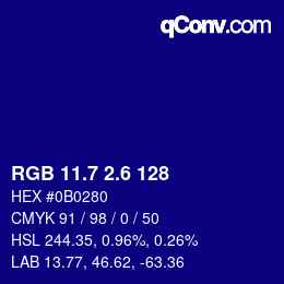 カラーコード: RGB 11.7 2.6 128 | qconv.com