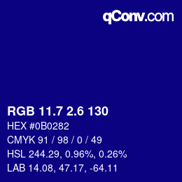 カラーコード: RGB 11.7 2.6 130 | qconv.com