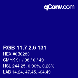 カラーコード: RGB 11.7 2.6 131 | qconv.com